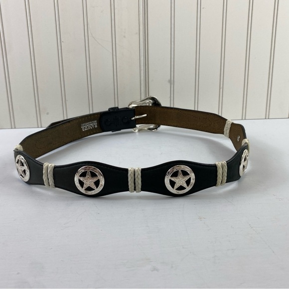 Ranger Belt Company Women’s Black Brown Concho Handtooled Leather Belt Sz 36 - Picture 3 of 14